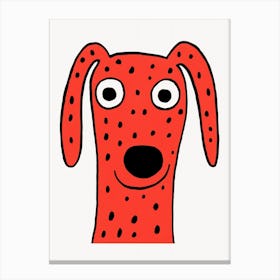 Red Polka Dot Dog Canvas Print