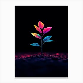 Colorful Tree In The Dark Canvas Print