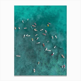 Aerial Ocean Love - Surfers Print Canvas Print