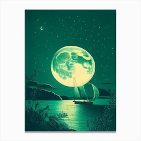Moonlight Vintage Sketch Space Canvas Print