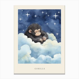 Baby Gorilla 1 Sleeping In The Clouds Nursery Poster Canvas Print