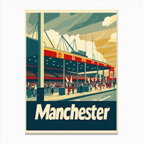 Aihrgdesign A 1970s Inspired Travel Poster For Manchester Canvas Print