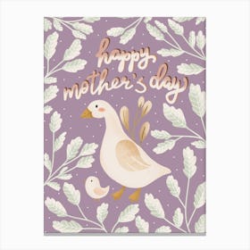 Happy mother's day mother and baby geese Canvas Print