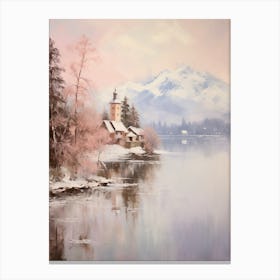 Dreamy Winter Painting Lake Bled Slovenia 1 Canvas Print