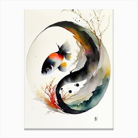 Fish 1 Yin And Yang Japanese Ink Canvas Print
