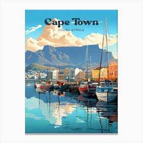Cape Town South Africa Table Mountain Travel Illustration Canvas Print