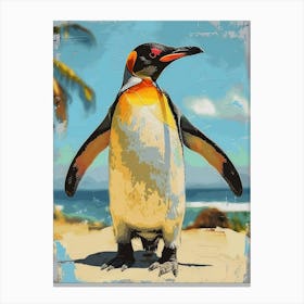 Galapagos Penguin Petermann Island Colour Block Painting 4 Canvas Print