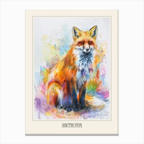 Arctic Fox Colourful Watercolour 1 Poster Canvas Print