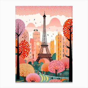Paris, Illustration In The Style Of Pop Art 3 Canvas Print