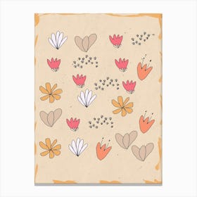 Flowers And Hearts Canvas Print