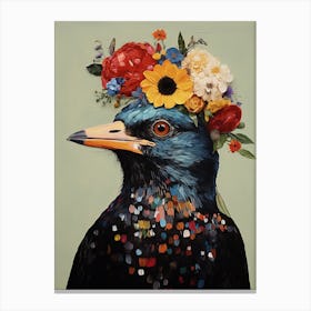 Bird With A Flower Crown Cowbird 1 Canvas Print