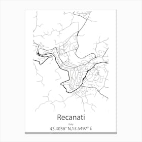 Recanati,Italy Minimalist Map Canvas Print