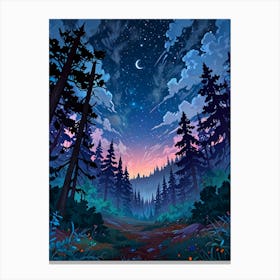 Forest At Night 5 Canvas Print