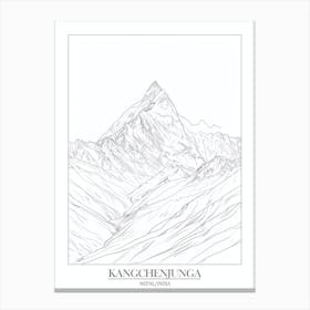 Kangchenjunga Nepal India Line Drawing 3 Poster Canvas Print