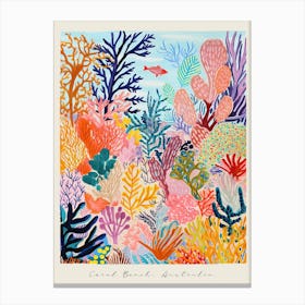 Poster Of Coral Beach, Australia, Matisse And Rousseau Style 3 Canvas Print