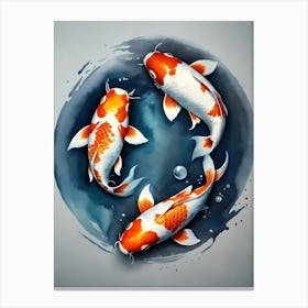 Koi Fish Yin Yang Painting (21) Canvas Print