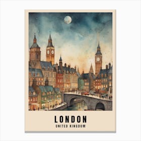 London Travel Poster Vintage United Kingdom Painting (20) Canvas Print