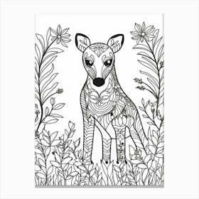 Line Art Jungle Animal Tapir 1 Canvas Print