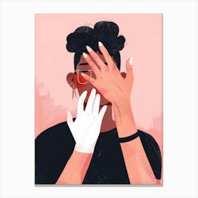 Illustration Of A Woman Covering Her Face 1 Canvas Print