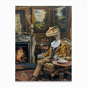 Dinosaur In A Victorian House Painting 1 Canvas Print