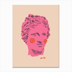Pink Ancient Head Canvas Print