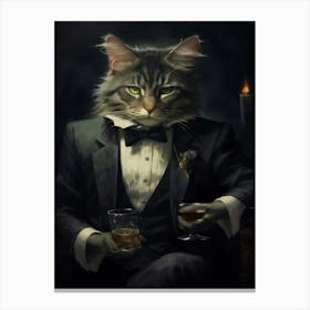 Gangster Cat Norwegian Forest Cat Canvas Print