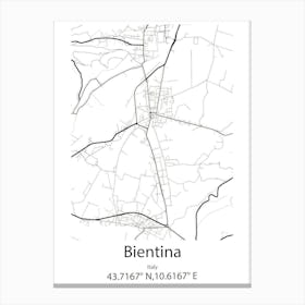 Bientina,Italy Minimalist Map Canvas Print