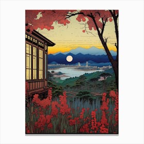 Amanohashidate, Japan Vintage Travel Art 3 Canvas Print