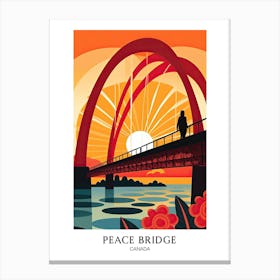 Peace Bridge, Canada, Colourful 1 Travel Poster Canvas Print