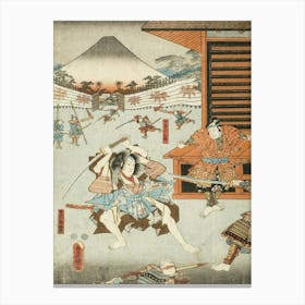 Night Attack Of The Soga Brothers Soga No Jūrō Sukenari And Kōga No Saburō By Utagawa Kunisada Canvas Print