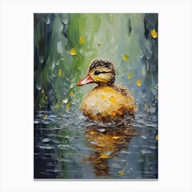 Brushstroke Duckling Impressionism Inspired 4 Canvas Print
