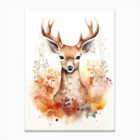 A Deer Watercolour In Autumn Colours 1 Canvas Print