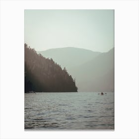 Kayakers On Lake Canvas Print