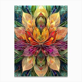 Colorful Stained Glass Flowers 1 Canvas Print
