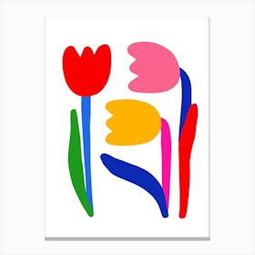 Bold Minimal Tulip trio kids floral Canvas Print