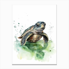 Baby Turtle Watercolour Nursery 4 Canvas Print