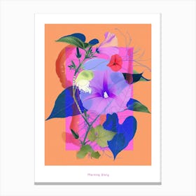 Morning Glory 4 Neon Flower Collage Poster Canvas Print