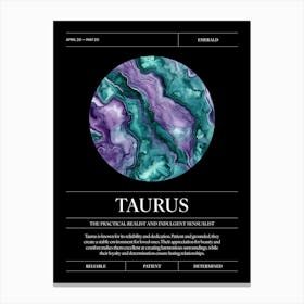 Emerald Crystal Gem, Taurus Zodiac Sign Canvas Print