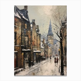 Vintage Winter Painting Edinburgh Scotland 2 Canvas Print