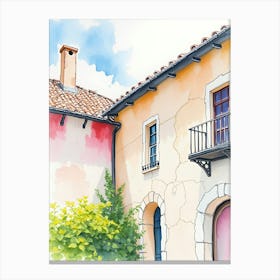 Watercolor Of A House Canvas Print