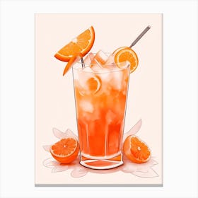 Aperol With Ice And Orange Watercolor Vertical Composition 25 Canvas Print