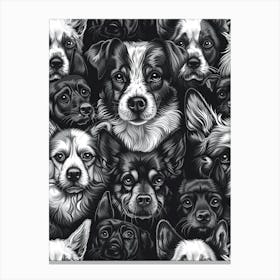 Perfectly Repeatable Artwork With Cute Dog Faces 30 Canvas Print