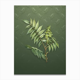 Vintage Staghorn Sumac Botanical on Lunar Green Pattern n.0063 Canvas Print