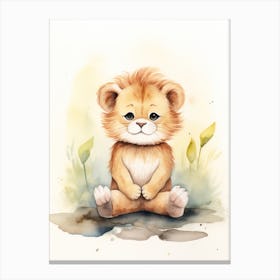 Meditating Watercolour Lion Art Painting 2 Canvas Print