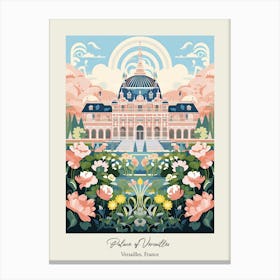 Palace Of Versailles   Versailles, France   Cute Botanical Illustration Travel 1 Poster Canvas Print