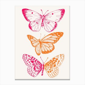 Butterflies On A White Background Canvas Print