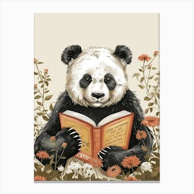 Giant Panda Reading Storybook Illustration 3 Canvas Print