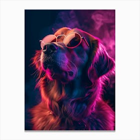 Beautiful Dog Under Neon Lights 9 Canvas Print