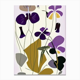 Marsh Violet Wildflower Modern Muted Colours 1 Canvas Print