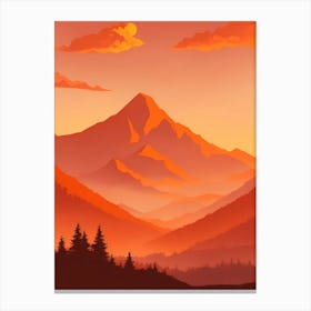 Misty Mountains Vertical Composition In Orange Tone 17 Canvas Print